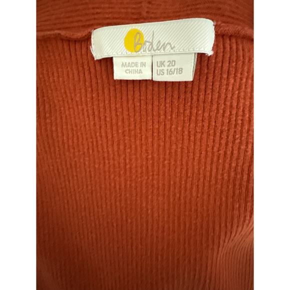 Boden Plus Ribbed Square Neck Knit Sweater Burnt Orange Size 16/18 - Picture 8 of 9